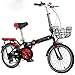 Produktbild Klapprad 16-20 Zoll, Variable Geschwindigkeit Kinder Männliche und weibliche Kinder Studenten Erwachsene Reisen Ultraleichtes tragbares Fahrrad A ++ (Color : Black, Size : 16 inches)