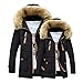 Produktbild Yazidan Unisex Frau MäNner Outdoor Pelz Wollvlies Warm Winter Lange Kapuze Mantel Jacke Herrenmantel WäRmemantel Winterjacke Coat Wintermantel Herren Langen Warme Graben Outwear(Schwarz,XL)