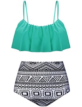 Angerella Damen Niedlich Ruffles Strap Badeanzug Crop Top Flounce Bikini