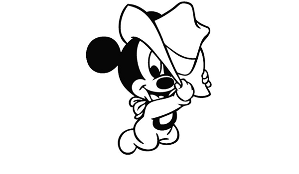 Mickey Mouse Baby Cowboy Cartoon Decal 15cm Black Vinyl Removable Decorative Sticker For Wall Car Ipad Macbook Laptop Bike Helmet Appliance Instrument Motorcycle Suitcase Amazon Co Uk Diy Tools