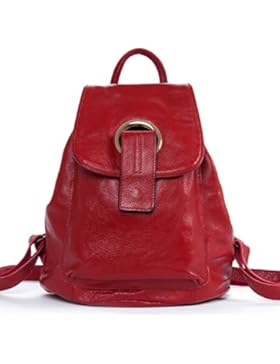 DRF Rucksack Leder Damen Schule Daypack mit Metallkreis Deko #BG-122