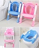 calistouk Tragbarer und langlebiger Kinder Töpfchen Sitz mit Leiter Kinder WC Töpfchen Klappstuhl Training rose - 4