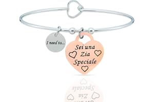 SAGA GIOIELLI BRACCIALE RIGIDO DONNA FRASI PENSIERI PAROLE EMOZIONALE INCISIONE ACCIAIO CUORE ROSE'