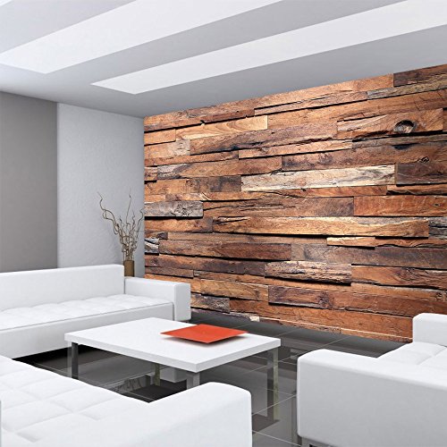 Vlies Fototapete PREMIUM PLUS Wand Foto Tapete Wand Bild Vliestapete – Holzwand Wand Mauer – no. 174 Holzwand Steinoptik Holz Wand Mauer Holztapete, Größe:400x280cm Vlies - 6