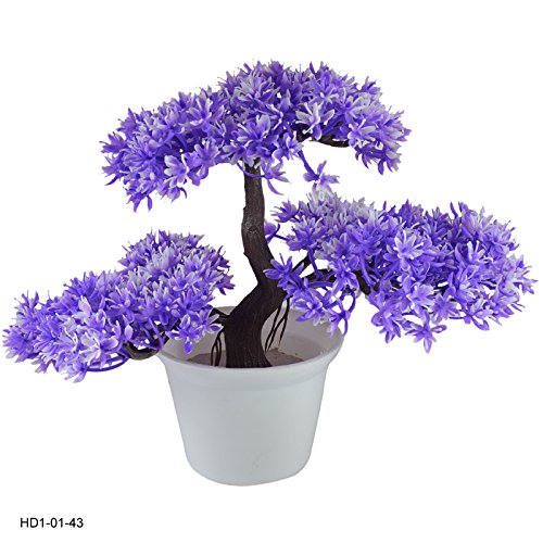 Reiki Crystal Products Artificial Flower Plant Light Red Flowers, Bonsai Tree, Bonsai Plant With Pot For Indoor / Office / Home Decor Showpiece