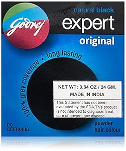 Godrej Ezee Expert Original Powder Hair Colour, 24g (Pack of 8) - Natural Black