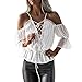 Produktbild Tops Damen Xinan Kurze off Schulter Spitze Chiffon Bluse T-shirt (S, Weiß)