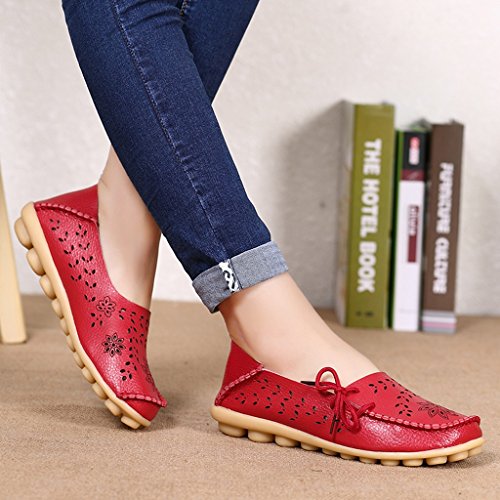 Damen Casual Mokassin Leder Loafers Fahren Schuhe Comfort Freizeit Flache Schuhe Slipper Flats chuhe Low-top Lederschuhe Erbsenschuhe - 7