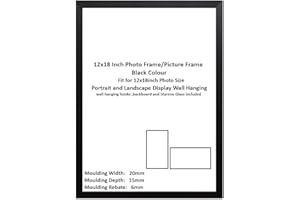DECORO 12x18 Inch Photo Frames,Picture Frame 18x12 Inch, Poster Frame Wall Mount with both Landscape and Portrait Display (Black, 12x18 inch)