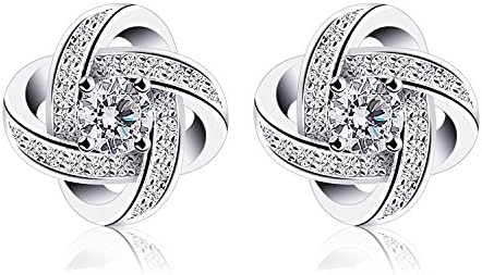 Urban Styles, knot earrings, with zirconia crystals, .925 sterling silver