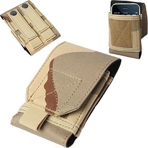Universal Army Military Hiking Tactical Camo Bag Case Cover Pouch Belt Loop Hook Holster For Sony Xperia (E3, E4, E4g, M C1904 / C1905 / C2004 / C2005, M2, NEO V LT22i Nypon, P, S, SP C5302, C5303, C5306) - Camouflage Khaki
