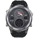 ZHRUIY Armbanduhren ZH-025 Hochwertig Nummer + Zeiger Anzeige Silikon Uhrarmband StoßFest EL-Hintergrundbeleuchtung Sport Im Freien Multifunktional 50m Wasserdicht Gold, Silber, Schwarz