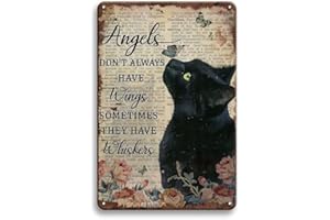 YOYI ART Black Cat decor Cat Memorial Gifts Vintage Metal Signs,Angels Don't Always Have Wings Sometimes They Have Whiskers- 12x8 Inches Cat Poster Black cat gifts, Bedroom,Living Room Wall Decor