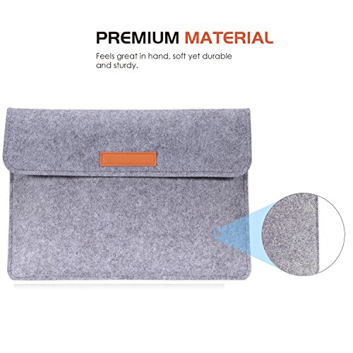 MoKo 10-11 Zoll Tablet Filz Sleeve Hülle – Ultrabook Laptoptasche Notebooktasche Laptop Schutzhülle Tasche mit Karten-Slot / Kleine Filz Bag für Acer One 10.1″ / ThinkPad 10 10.1″ / Surface 3 10.8″, Hellgrau - 6