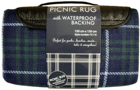Picnic Rug with Waterproof Backing Blue