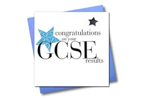 CLAIRE GILES GREETING CARDS Claire Giles Hearts and Stars GCSE Congratulations Card - Blue
