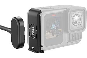 Magnetic Contacto (Magnettür- und Stromkabel-Set) für Go pro Hero 13/12/11/10/9 Schwarz, IPX5 wasserdichte Seitentürabdeckung mit 1,2 m Ladekabel, kompatibel mit Go Pro, Schnellladung, Gopro-Zubehör
