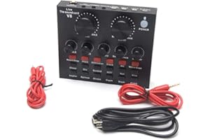 JIAKALAMO V8 Carte Son en Direct avec changeur de Voix pour PS4/téléphone/iPad/ordinateur, Carte Son avec Plusieurs Effets sonores Amusants, pour enregistrer Youtube LiveMe Facebook