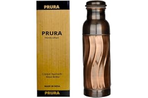 PRURA La bottiglia di rame pura ha stampato la prova di perdita della bottiglia di rame di benefici per la salute di Ayurveda di yoga della bottiglia 300ml/30oz