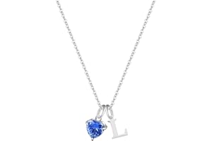 Astellea Collana con Iniziale in Acciaio Inossidabile per Ragazze e Donne-Elegante Pietra di Nascita Blu-Regalo per Compleanni Natale o Laurea per Amiche Sorelle e Figlie