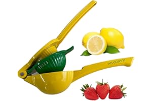 AHASON'S Metal 2-In-1 Lemon Lime Squeezer - Hand Juicer Lemon Squeezer - Max Extraction Manual Citrus Juicer (Yellow-Green)