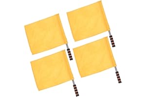 Kisangel Drapeau d'arbitre Drapeau à Main en Acier Inoxydable 4 Pièces Drapeau de Signalisation avec Poignée Éponge Performance Spéciale Patrouille Juge de Ligne Drapeau Officiel pour Terrain de