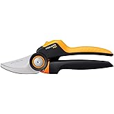 Fiskars Bypass M Bah&ccedil;e Makası, X serisi PowerGear, P921, D&ouml;ner sap, Taze dallar i&ccedil;in, Yapışmaz kaplama, Paslanmaz &ccedil;elik bı&ccedil;ak