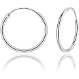 Amberta Italien 925 Sterling Silber Gedrehte Creolen - Damen Silberne Ohrringe