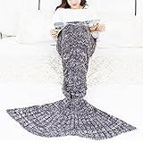 Meerjungfrau Decken Erwachsene, Asnlove Handgemachte Meerjungfrau Strickmuster Schlafsack Fish-scale Mermaid Tail Sofa Air Conditioning Blanket, Sleeping Blankie Adult und alle Jahreszeiten Schlafsack 180*90CM