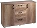 Produktbild CAVADORE Design Sideboard SWING 01 / Moderne Kommode in Monument Oak / braun / Highboard mit 2 Türen und 3 Schubladen / Griffe Kunststoff Schwarz / 124 x 78 x 42cm (B x H xT)