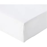 Amazon Basics Fitted Sheet, 150 x 200 x 30 cm, Polyester Microfibre, White