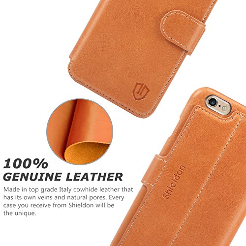 iPhone 6s Case, iPhone 6s Leather Case, SHIELDON [Lifetime Warranty] Folio Leather Wallet Case with [Kickstand] [Card Slots] [Magnetic Closure] Flip Book Cover Case for iPhone 6/6s, Brown (4.7 inch)