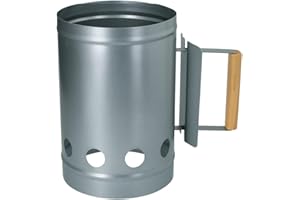 alpina Encendedor de carbón de 16 x 27 cm de diámetro – Parrilla de Metal con Mango de Madera – Encendedor rápido para carbón Vegetal y briquetas – Encendedor para Barbacoa de carbón Vegetal