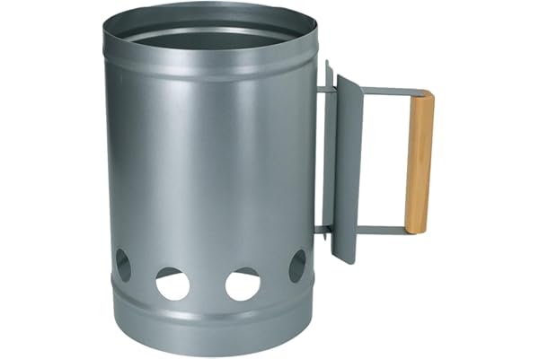 alpina Encendedor de carbón de 16 x 27 cm de diámetro – Parrilla de Metal con Mango de Madera – Encendedor rápido para carbón Vegetal y briquetas – Encendedor para Barbacoa de carbón Vegetal