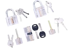 Loboo Idea 5-częściowy zestaw zamków treningowych dla początkujących i profesjonalnych ślusarzy, przezroczysta kryształowa przypinka do kluczy, kłódka z ostrzem, zamek cylindryczny AB Kaba i zamek