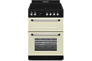 Cookology RETDO600CRM Freestanding Retro Electric Single Cooker Fan Oven in Cream - 94 Litre Capacity - 60cm Wide - Cooker Fan Oven - Ceramic Top - 4 Cooking Zone Hob