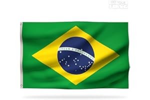 GET YOUR FLAG Bandera de Brasil Premium 150x90cm - Bandera de Brasil duradera y de calidad con 2 ojales de metal ¡ Siéntete orgulloso de tus colores !