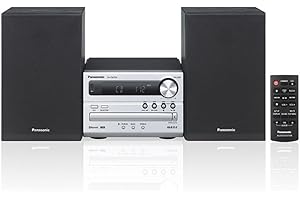 Panasonic Micro chaine hifi Bluetooth SC-PM250EF-S I 20W Amplificateur numérique Lecteur CD Radio FM Port USB Fonction d'extinction automatique Design Vintage argent - Version Française