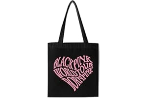 AYVRUOP Blackpink Tote Bag,Blackpink Merch,Bolso de Lona para Mujer Bolso de Hombro de Gran Capacidad Turismo Informal,kpop merchandise,Negro