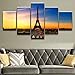 Produktbild lsweia HD Print Landschaft Abbildung Leinwand Wandkunst Modulare Bilder 5 Stücke Eiffelturm Paris Gemälde Decor Poster EIN Satz Rahmen