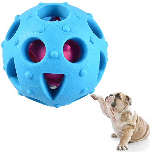 Petacc Juegos para Perros Interactivos Bola de Entrenamiento Perros Juguete Mordedor para Perros Dispensador de Golosinas, Azul