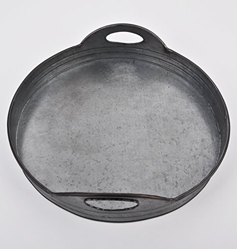 Tablett rund Industrie Vintage Design Metall 10x40x40cm grau - 2