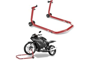 Gimisgu Lève-moto avant, pour soulever l’avant de la moto; dispositif de levage, largeur réglable, pour travaux de maintenance/montage sur motos jusqu'à 300 kg (rouge)