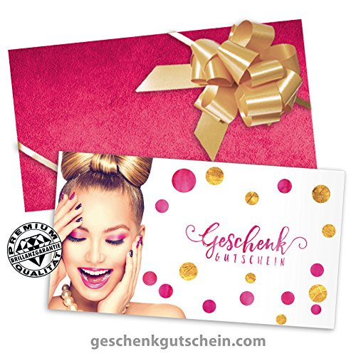 50 Stk. Geschenkgutscheine + 50 Stk. Kuverts + 50 Stk. Schleifen für Kosmetik, Beauty, Friseure, Allgemein KS1271
