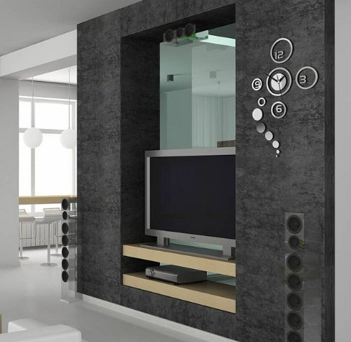 Moderne Wanduhr Design Wandtattoo Dekoration Uhren Groß Spiegel Geschenk - 2