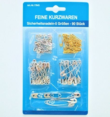 90 Sicherheitsnadeln in 5 Größen