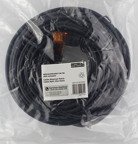 mumbi 20m CAT.5e Ethernet Lan Netzwerkkabel – CAT.5e (RJ-45) 20 Meter Kabel in schwarz - 6