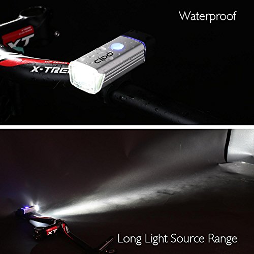 Cido LED Fahrradlicht Aufladbare Frontlicht mit USB Rücklicht Akku Wasserdicht Fahrradlicht Set - 6