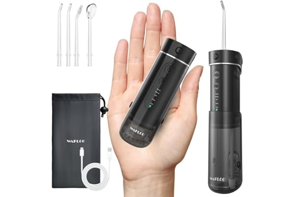 WAFLOO Mini Jet Dentaire Hydropulseur Portable, 5 Modes, Réservoir 180ml, IPX7 Étanche, Jet Dentaire de Voyage, Mini Water Flosser pour Maison et Déplacements, Noir