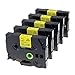 Produktbild coLorty 5PK TZe-631 Schriftband Laminiertes Band Schwarz auf Gelb 12mm x 8m Geeignet für Brother P Touch 1000W 1010 1090 1830VP 2030VP 2100VP 2430PC 2470 2730VP 7100 VP7600VP H100R H300 D200VP und Andere P-Touch Geräte (2 Jahre Garantie)